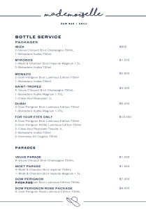 mademoiselle bottle service
