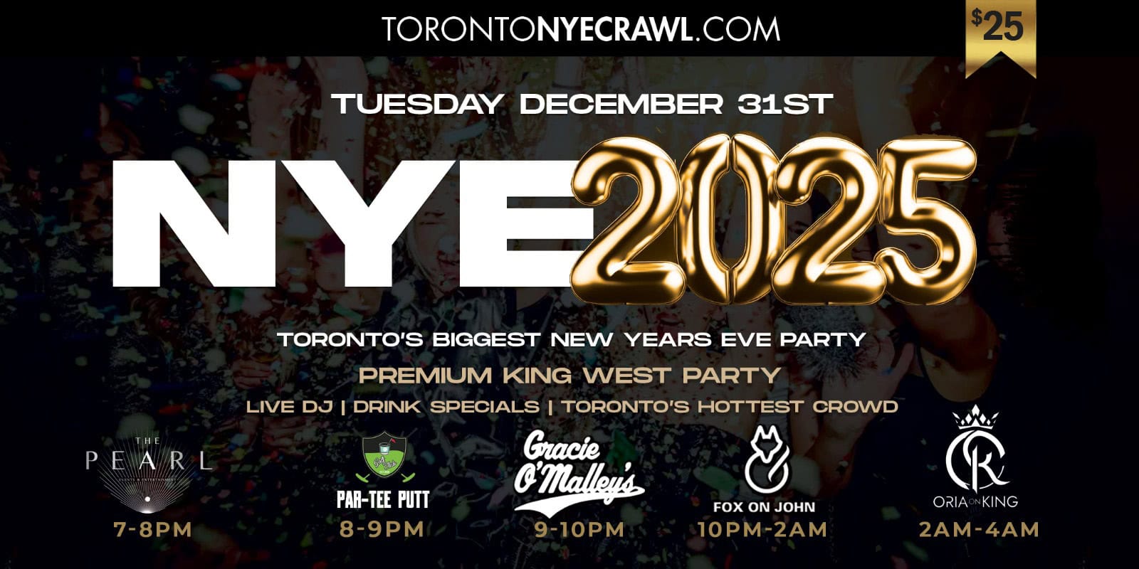 Toronto NYE Crawl price overlay