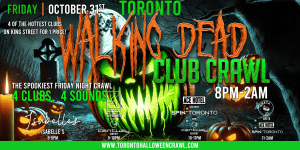 Vibrant Halloween party at Toronto clubs with spooky theme, music, and dance all night.
