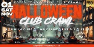 Spooky Halloween night with Toronto clubs, DJs, prizes, and costume fun in downtown Toronto.