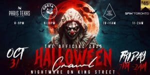 Spooky Halloween event at Toronto's top clubs with costume fun and haunted vibes.