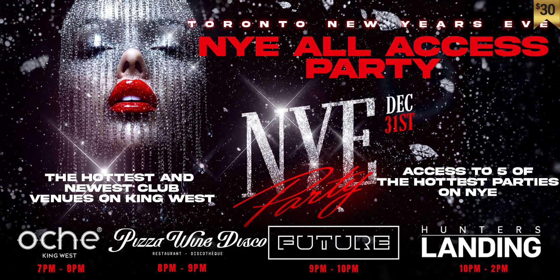 Vibrant New Year's Eve club scene in Toronto with top venues on King West for festive parties.